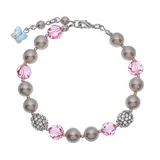 "Crystal Avenue Silver-Plated Simulated Pearl & Crystal Bracelet, Women's, Size: 7"", Red"
