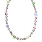 "Crystal Avenue Silver-Plated Crystal & Simulated Pearl Station Necklace, Women's, Size: 16"", Multicolor"