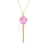 "AMORE by SIMONE I. SMITH A Sweet Touch of Hope 18k Gold Over Silver Crystal Lollipop Pendant, Women's, Size: 26"", Pink"