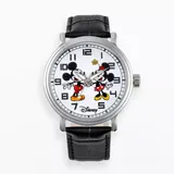 Disney's Mickey & Minnie Mouse Men's Leather Watch, Black