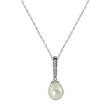 "14k White Gold Freshwater Cultured Pearl and Diamond Accent Pendant, Women's, Size: 18"""