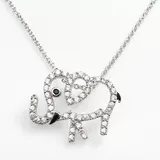 "Sophie Miller Sterling Silver Black and White Cubic Zirconia Elephant Pendant, Women's, Size: 16"""