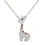 "Sophie Miller Sterling Silver Black and White Cubic Zirconia Giraffe Necklace, Women's, Size: 16"""