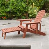 Leisure Season Adirondack Chair w/ Ottoman Wood in Brown/Red/White, Size 35.0 H x 31.0 W x 66.0 D in | Wayfair AC7105