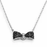 "Sophie Miller Sterling Silver Black and White Cubic Zirconia Bow Necklace, Women's, Size: 16"""