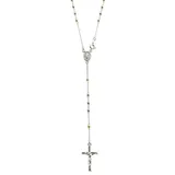 Sterling Silver Tri-Tone Rosary Necklace, Women's, Multicolor