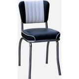 Richardson Seating Retro Home Side Chair w/ Two Toned Channel Back Dining Chair Faux Leather/Upholstered in Black | Wayfair 4290BLKWF