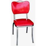 Richardson Seating Retro Home Upholste Side Chair in Chrome Faux Leather/Upholste in Red, Size 33.0 H x 16.0 W x 19.5 D in | Wayfair 4161CIR