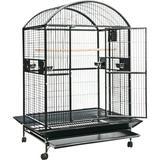 A&E Cage Co. Enormous 76" Iron Dome Top Floor Bird Cage w/ Wheels Iron in Gray, Size 76.0 H x 44.0 W x 56.0 D in | Wayfair 9004836Platinum