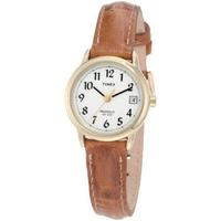 Timex Women's T2J761 Easy Reader Brown Leather Strap Watch (Brown Stainless Steel)