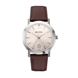 Bulova Men's Leather Watch - 96B217, Brown