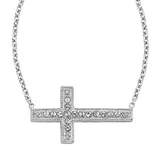Diamond Splendor Sterling Silver Crystal and Diamond Accent Sideways Cross Necklace, Women's, White