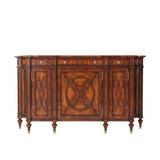 Theodore Alexander Rep.li.ca Concave 64" Wide 3 Drawer Mahogany Wood Sideboard Wood in Brown/Red, Size 36.25 H x 64.0 W x 16.0 D in | Wayfair