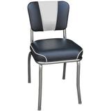 Richardson Seating Retro Home Side Chair in Chrome Faux Leather/Upholstered in Black, Size 31.5 H x 15.5 W x 19.5 D in | Wayfair 4220BLKWF