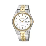 Seiko Men's Two Tone Stainless Steel Solar Watch - SNE032, Size: Medium, Multicolor