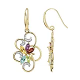 18k Gold Over Silver Gemstone and Diamond Accent Scrollwork Drop Earrings, Women's, Multicolor