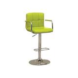 Hokku Designs Aarvin Swivel Adjustable Height Bar Stool Upholstered/Leather/Metal/Faux leather in Green, Size 19.0 W x 20.25 D in | Wayfair