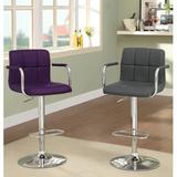 Hokku Designs Swivel Adjustable Height Bar Stool Upholstered/Leather/Metal/Faux leather in Gray, Size 19.0 W x 20.25 D in | Wayfair JEG-CS7028HZ