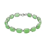 "Sterling Silver Jade Bracelet, Women's, Size: 7.5"", Green"