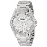 Fossil Womens Es3202 Riley Stainless Steel Crystal Accented Watch