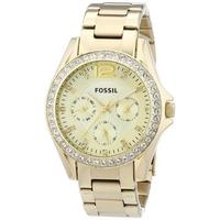 Fossil Womens Es3203 Riley Multifunction Stainless Steel Gold tone Watch