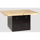 Shain Vise 64"W Wood Top Workbench Wood/Metal in Black/Brown, Size 33.25 H x 64.0 W x 54.0 D in | Wayfair WB4BL-4V