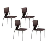 Zuo Modern 4-piece Trafico Dining Chair Set, Dark Brown