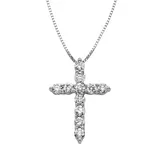 "1/2 Carat T.W. IGL Certified Diamond 14k Gold Cross Pendant Necklace, Women's, Size: 18"", White"