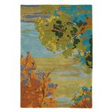 CompanyC Landscape Floral Handmade Tufted Wool Teal/Yellow/Blue Area Rug Wool in Blue/Green/Yellow, Size 96.0 W x 0.75 D in | Wayfair