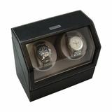 JP Commerce Heiden Battery Powered Dual Watch Winder Watch Box Faux Leather/Leather in Black, Size 7.75 H x 9.25 W x 5.0 D in | Wayfair