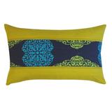 Jiti Medallion Cotton Lumbar Pillow Down/Feather/Cotton in Blue, Size 12.0 H x 26.0 W in | Wayfair 1226/MED-BLU