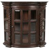 Fleur De Lis Living Efrain Square Manor Curio Accent Cabinet Wood in Brown/Red, Size 27.5 H x 25.0 W x 12.5 D in | Wayfair