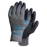 SHOWA 330M-08 Natural Rubber Latex Coated Gloves, Palm Coverage, Black/Gray, M,