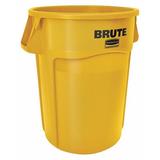 RUBBERMAID COMMERCIAL FG264360YEL 44 Gal Plastic Round Trash Can, Yellow