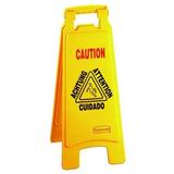 RUBBERMAID COMMERCIAL FG611200YEL Floor Safety Sign,Caution,Eng/Sp/Fr/Grmn, 25