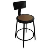 ZORO SELECT 5NWH5 Round Stool with Backrest, Height 24" to 33"Black