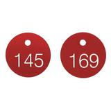 ACCUFORM TDG300RD ID Tag,Numbered 001-100,1-1/8 in,Circle,White/Red,100/PK