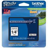 BROTHER TZe111 Adhesive TZ Tape (R) Cartridge 0.23"x26-1/5ft., Black/Clear