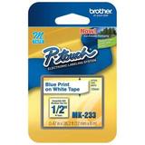 BROTHER MK233 Adhesive Label Tape Cartridge 0.47" x 26-1/5 ft., Blue/White