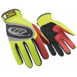 RINGERS GLOVES 118-09 Mechanics Gloves, M, High-Visibility Yellow, Reinforced