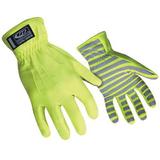 RINGERS GLOVES 307-10 Hi-Vis Mechanics Gloves, L, Green, Nylon, Reflective