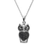 "Sophie Miller Black Cubic Zirconia Sterling Silver Owl Pendant Necklace, Women's, Size: 18"""