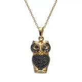 "Sophie Miller Black Cubic Zirconia 14k Gold Over Silver Owl Pendant Necklace, Women's, Size: 18"", Multicolor"