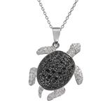 "Sophie Miller Black and White Cubic Zirconia Sterling Silver Turtle Pendant Necklace, Women's, Size: 18"""