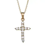 Charming Girl 14k Gold Over Silver Cubic Zirconia Cross Pendant Necklace - Kids, Girl's, White