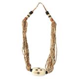Bone and ceramic beaded necklace, 'Anyigba'