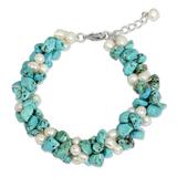 Cultured pearl beaded bracelet, 'Gracious Lady'