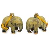 Celadon ceramic ornaments, 'Yellow Elephant' (pair)