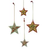 Wood Christmas ornaments, 'Holiday Bouquet' (set of 4)