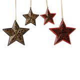 Wood Christmas ornaments, 'Midnight Blossoms' (set of 4)